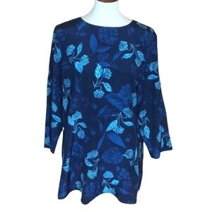 Diane Von Furstenberg Silk Assets blue floral silk tunic Top Size Small